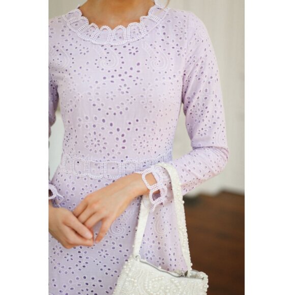 SOLD DO NOT buy Medium Women's Purple Eyelet England in Spring Dress - Picture 3 of 13